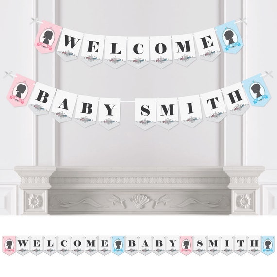 Banners Bunting Garlands Personalised Gender Reveal Party Hanging Sign Banner He Or She What Will Baby Be Home Garden