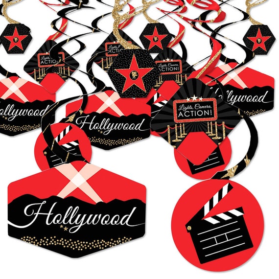 Big Dot of Happiness Red Carpet Hollywood - Movie Night Party Decor and Confetti - Terrific Table Centerpiece Kit - Set of 30