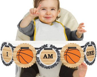 Basketball - 1st Birthday - I Am One - First Birthday High Chair Banner - First Birthday Party Decorations