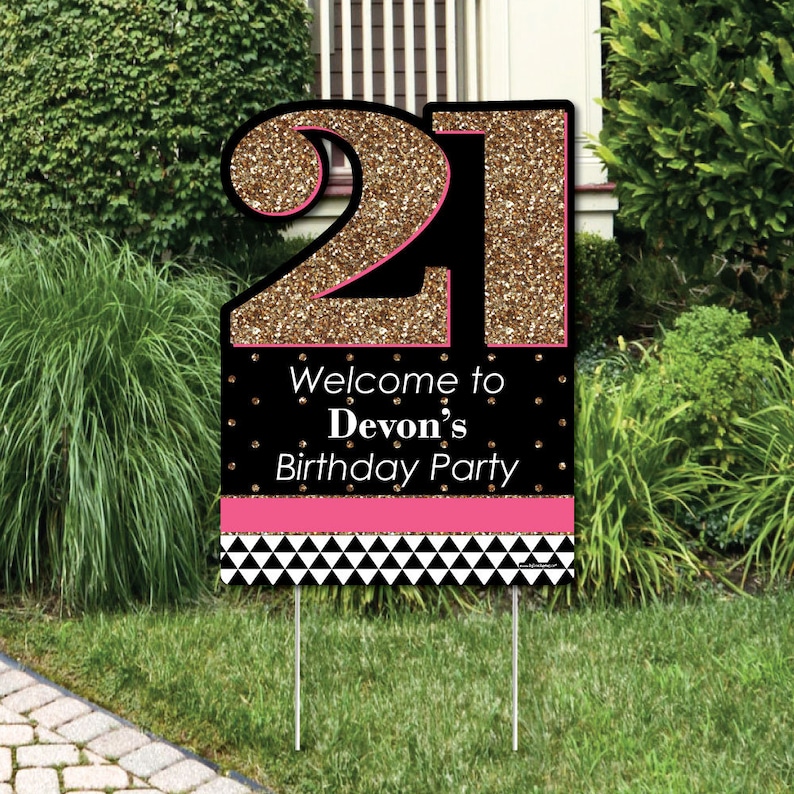 Finally 21 Girl Birthday Party Personalized Welcome Yard Sign 21st Birthday Party Lawn Sign 21st Birthday Party Decorations