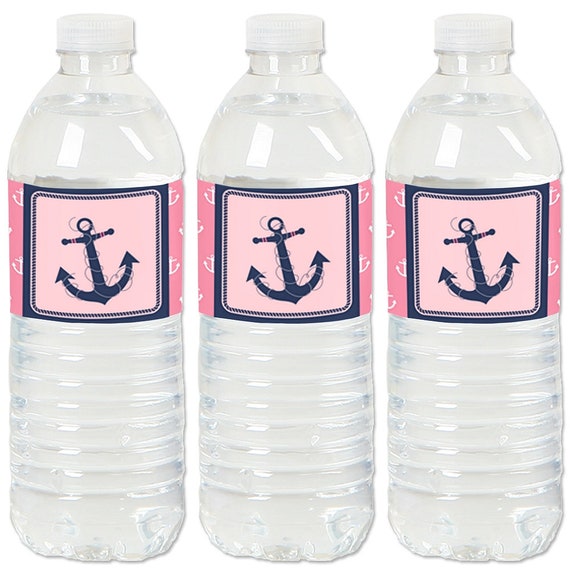 Ahoy - Nautical Girl - Water Bottle Sticker Labels - Waterproof Self Stick Labels - Baby Shower & Birthday Party Favors - 20 Ct Il_570xn