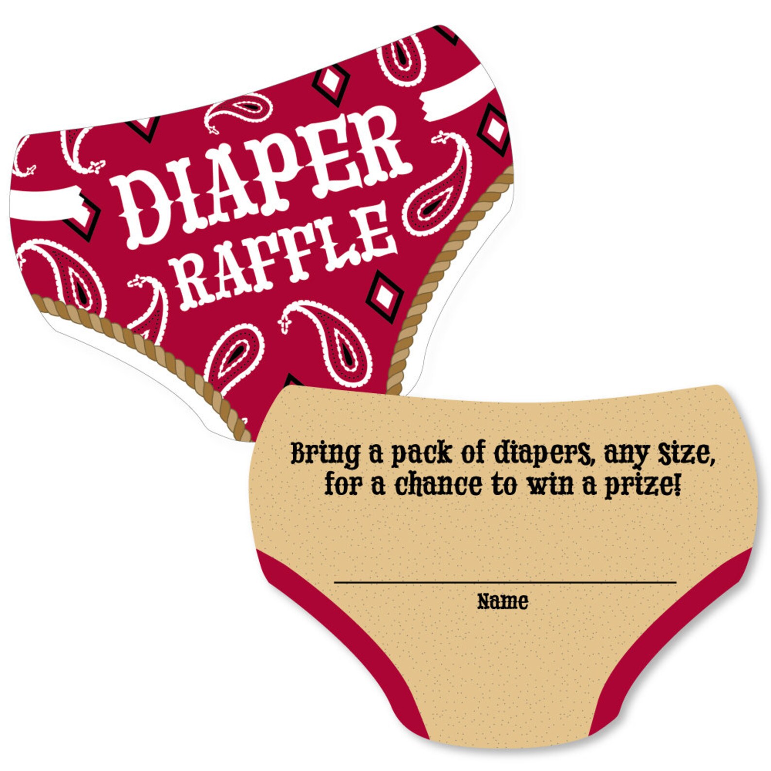 Little Cowboy Diaper Shaped Raffle Ticket Inserts Western | Etsy