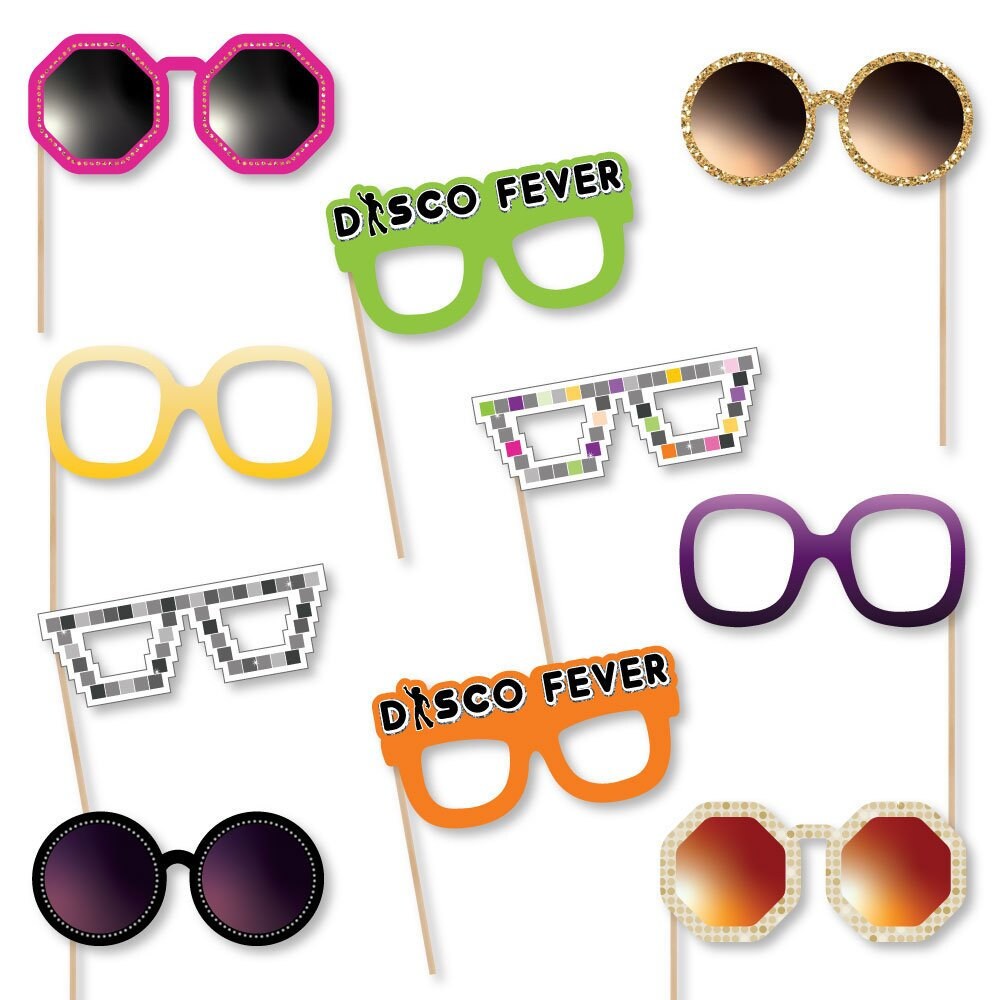 70s Disco Photo Booth Accessories Fun Selfie 1970s Disco Fever Decade Party Card Stock Paper Glasses I Love The 70s Props 10
