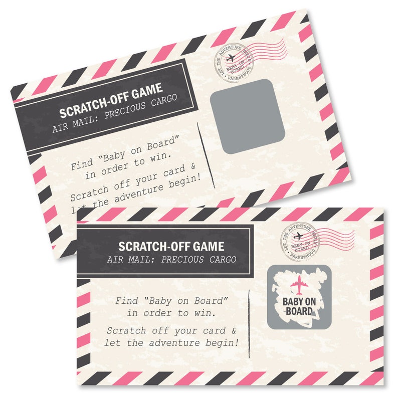 Precious Cargo Pink Baby Shower Scratch Off Game 22 Girl Baby Shower Game Cards