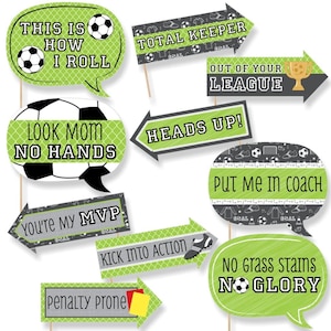 Soccer Photo Booth Props - Soccer Birthday Party Photo Booth Prop Kit - Soccer Baby Shower - Funny GOAAAL! - Soccer Party Photo Props -10 pc