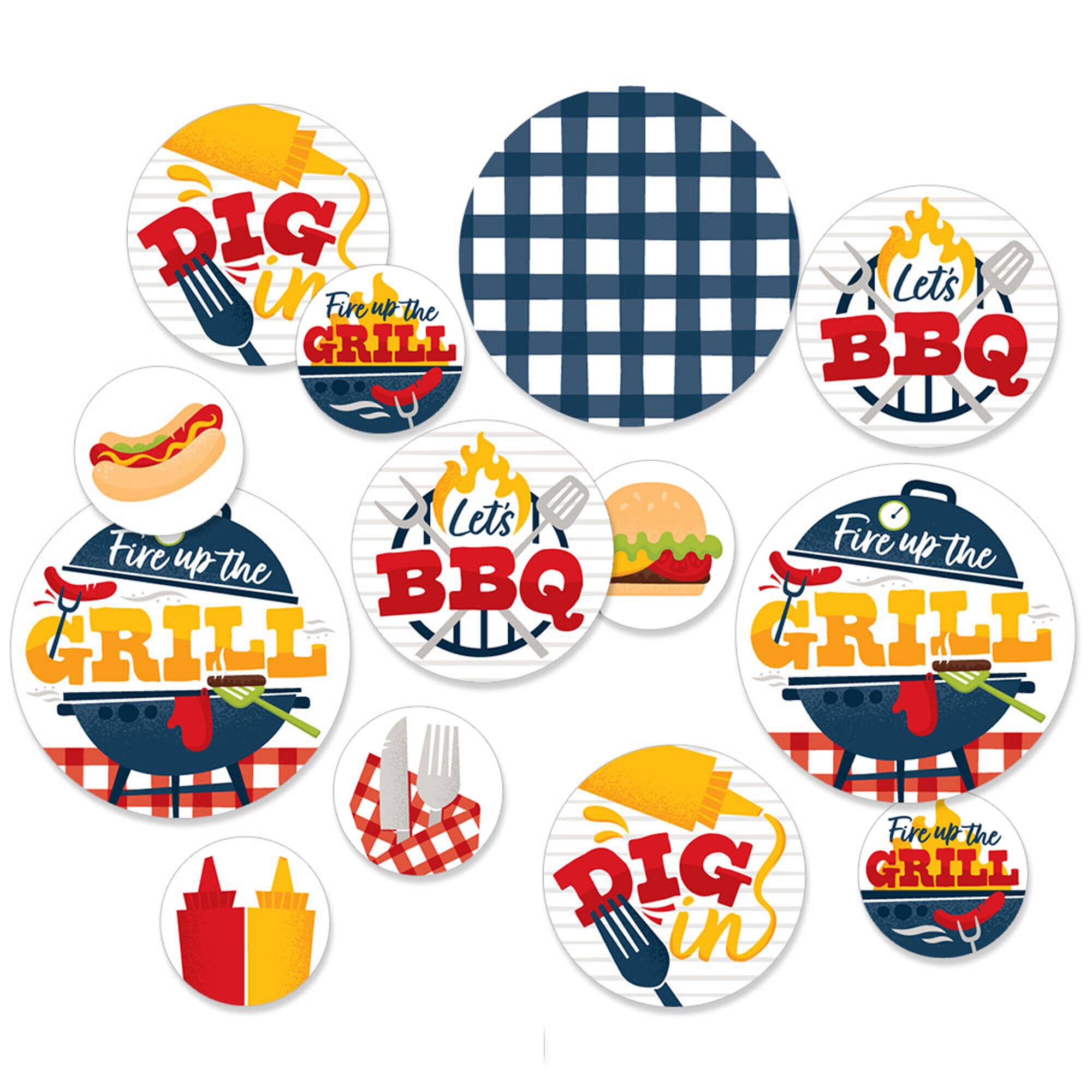 Fire Up the Grill Summer BBQ Picnic Party Giant Circle Confetti Party Decorations Large Confetti 27 Count