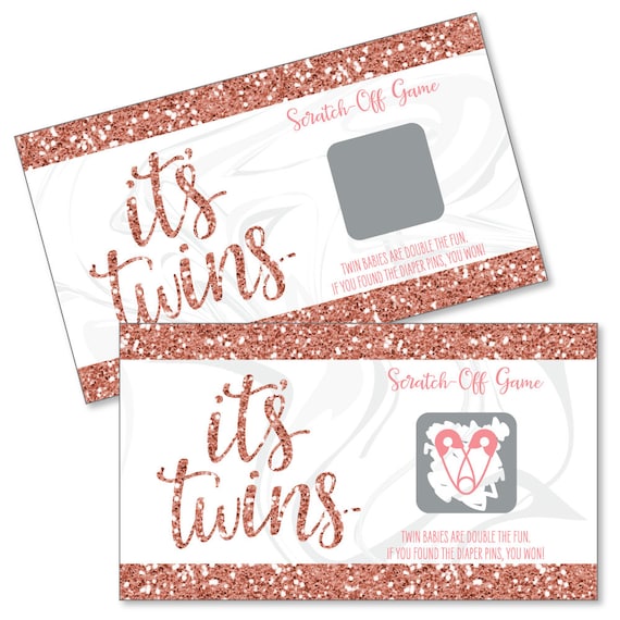 It’s Twin Girls - Pink and Rose Gold Twins Baby Shower Game Scratch Off Cards - 22 Count Il_570xn