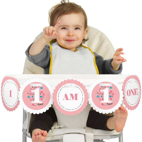 She's a Wild One 1st Birthday - I Am One - First Birthday High Chair Banner - Boho Floral First Birthday Party Decorations Il_570xn