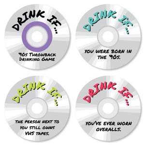 90&#39;s Throwback - Drink If 1990s Party Game - Nineties Party - Adult Drinking Game - I Love the 90s Theme Game - Hip Hop Party - Set of 24
