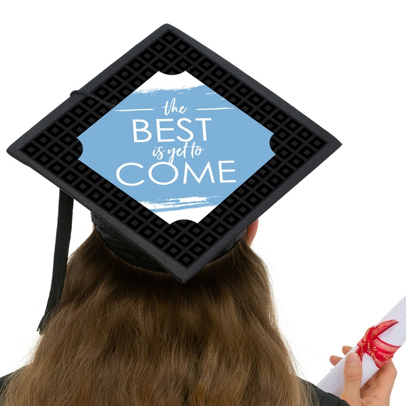 Light Blue Grad Best is Yet to Come Light Blue Graduation Cap Decorations Kit Grad Cap Cover image 4