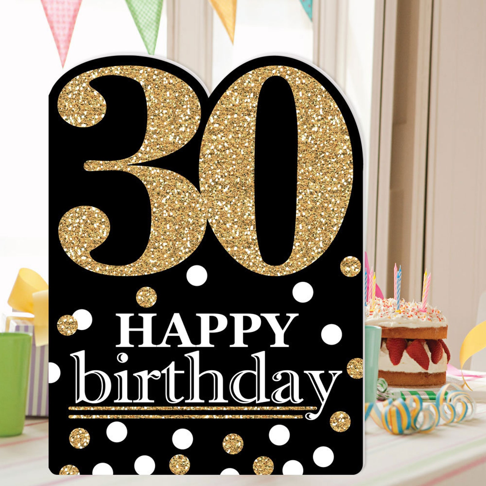 Adult 30th Birthday Gold Happy Birthday Big Greeting Card | Etsy