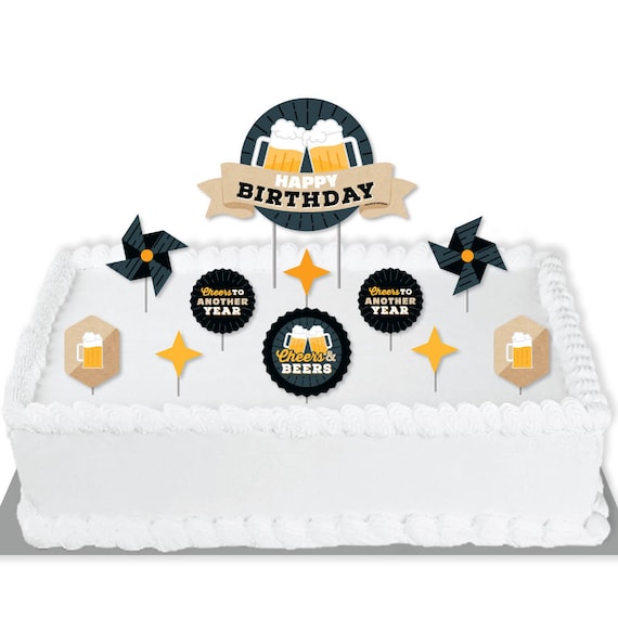 Cheers and Beers Happy Birthday - Birthday Party Cake Decorating Kit - Happy Birthday Cake Topper Set - 11 Pieces Il_570xn