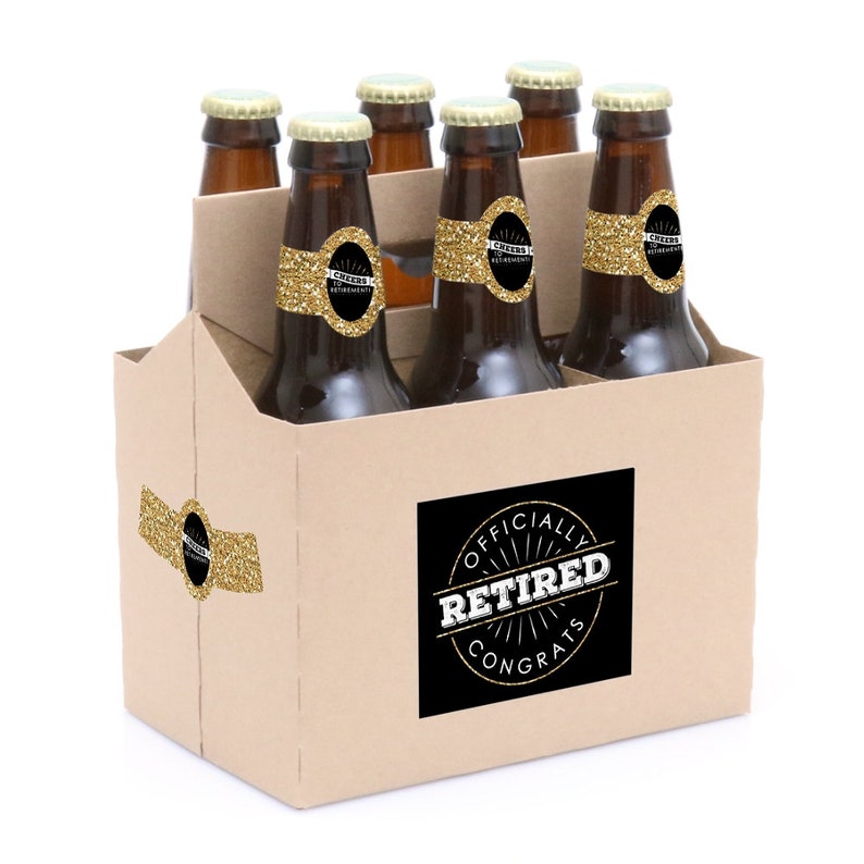 Happy Retirement 6 Beer Bottle Labels & 1 Carrier Etsy
