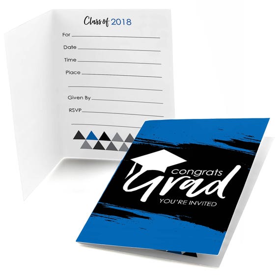 Blue Grad - Best is Yet to Come - Fill In Invitations - Blue Graduation Invitations - Royal Blue Grad Party Invites -8 Cards w/Envelope Il_570xn