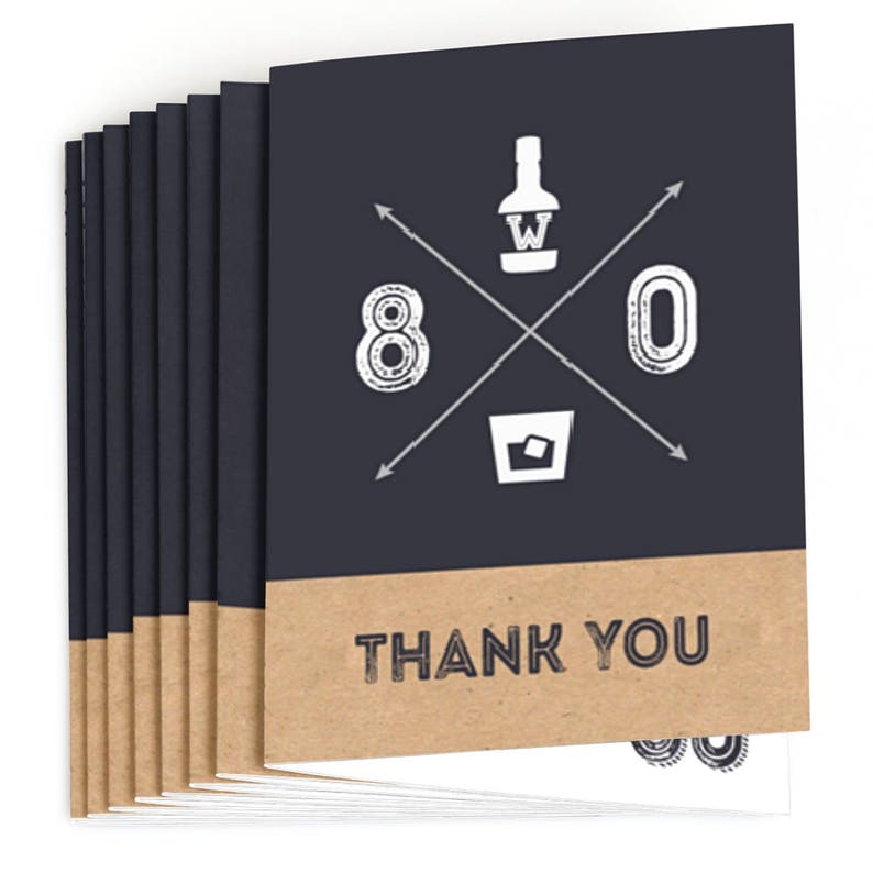 80th Birthday Thank You Cards Aged to Perfection Thank You | Etsy