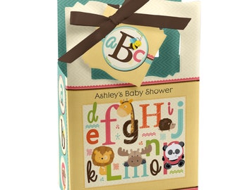 Alphabet Favor Boxes - Custom Baby Shower and Birthday Party Supplies - Set of 12