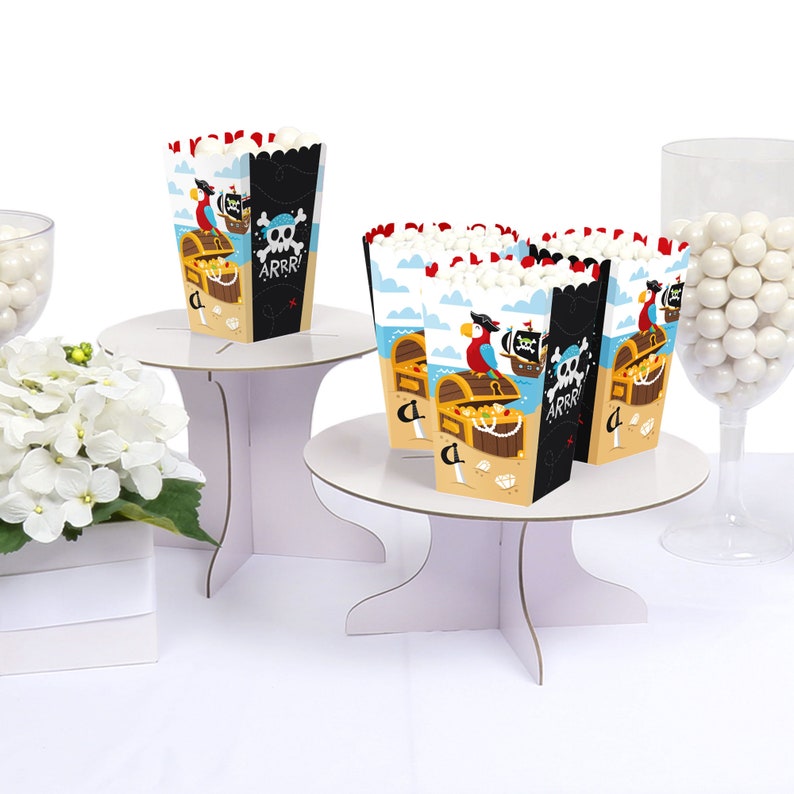 Pirate Ship Adventures Skull Birthday Party Favor Popcorn Treat Boxes Set of 12 image 3