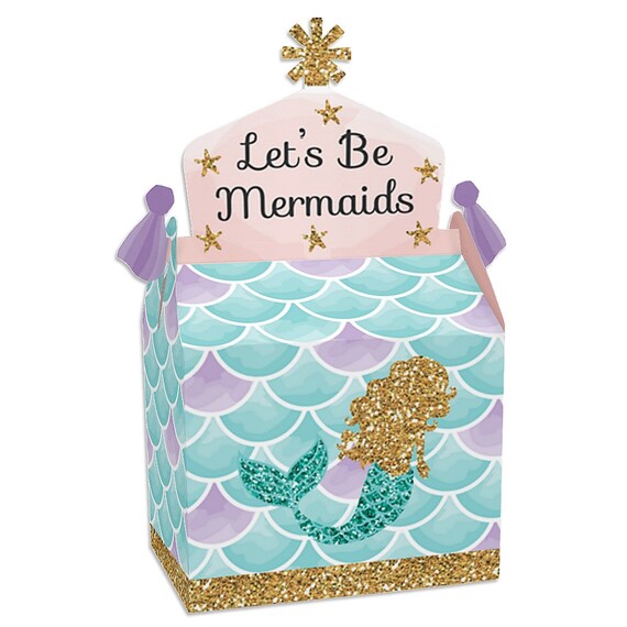 Let’s Be Mermaids - Treat Box Party Favors - Baby Shower or Birthday Party Goodie Gable Boxes - Set of 12 Il_570xn