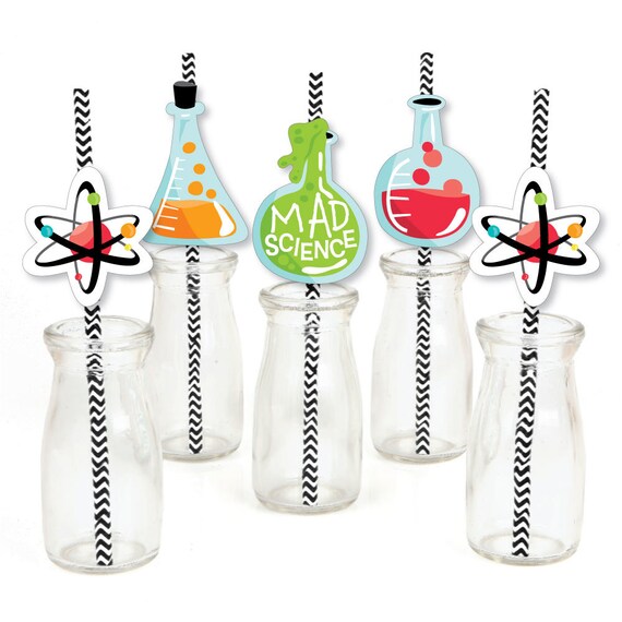 Scientist Lab Paper Straw Decor Mad Science Baby Shower or Birthday