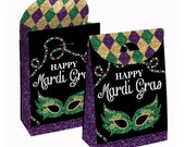 Mardi Gras - Masquerade Gift Favor Bags - Party Goodie Boxes - Set of 12 Il_170x135