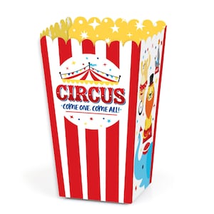 Carnival - Step Right Up Circus - Carnival Themed Favor Popcorn Treat Boxes - Set of 12