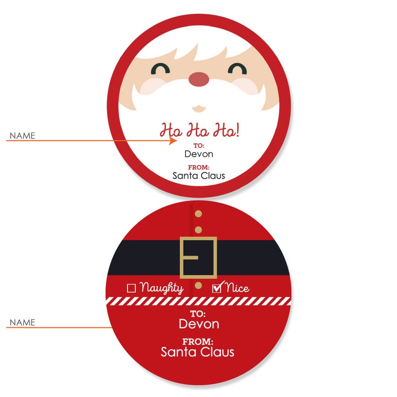 Set of 24 Santa Stickers Jolly Santa Claus Personalized Christmas Gift Tags