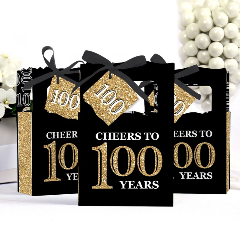 Adult 100th Birthday Gold Birthday Party Favor Boxes Set Etsy