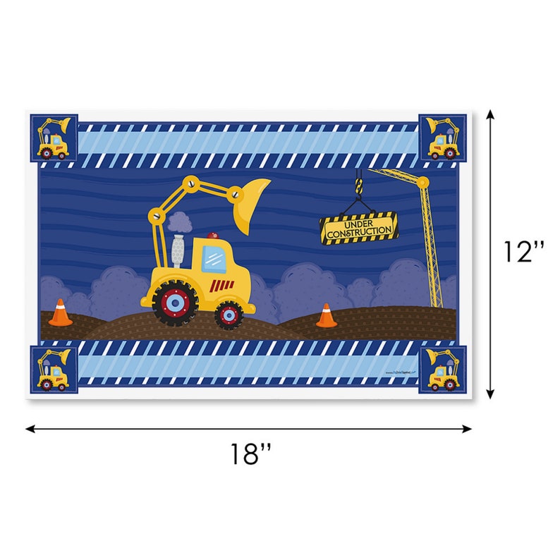 Dump Truck Party Supplies Baby Shower or Birthday Party Placemats Construction Truck Party Table Decorations 12 Ct
