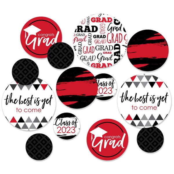 Red Grad - Best is Yet to Come - 2023 Graduation Party Giant Circle Confetti - Party Decorations - Large Confetti 27 Count