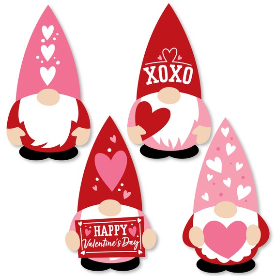 Valentine Gnomes DIY Shaped Valentine's Day Party CutOuts 24 Count