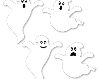 Spooky Ghost - Small Shaped Halloween Party Cut Outs - Ghost Shaped Die Cut Party Decoration Kit - Halloween Cut-Outs - 24 Pieces