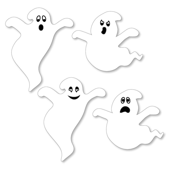 Spooky Ghost - Small Shaped Halloween Party Cut Outs - Ghost Shaped Die Cut Party Decoration Kit - Halloween Cut-Outs - 24 Pieces Il_570xn