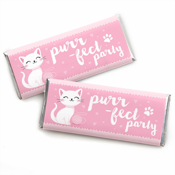 Purr-fect Kitty Cat - Candy Bar Wrapper Kitten Meow Baby Shower or Birthday Party Favors - Set of 24 Il_570xn