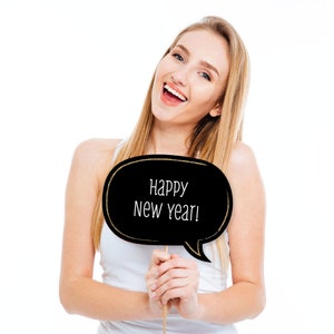 New Year's Eve Gold 2024 New Year's Eve Party Photo Booth Props Kit 20 Count image 4