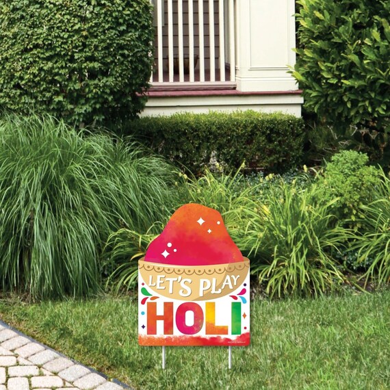Holi Hai - Outdoor Lawn Sign - Festival of Colors Party Yard Sign - 1 Piece Il_570xn