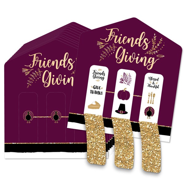 Elegant Thankful for Friends - Friendsgiving Thanksgiving Party Game Pickle Cards - Pull Tabs 3-in-a-Row - Set of 12