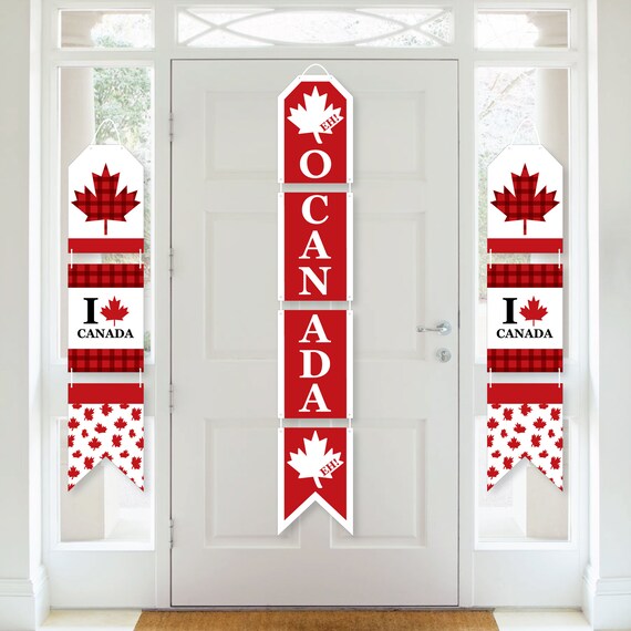 Canada Day Hanging Vertical Paper Door Banners Canadian Party Wall