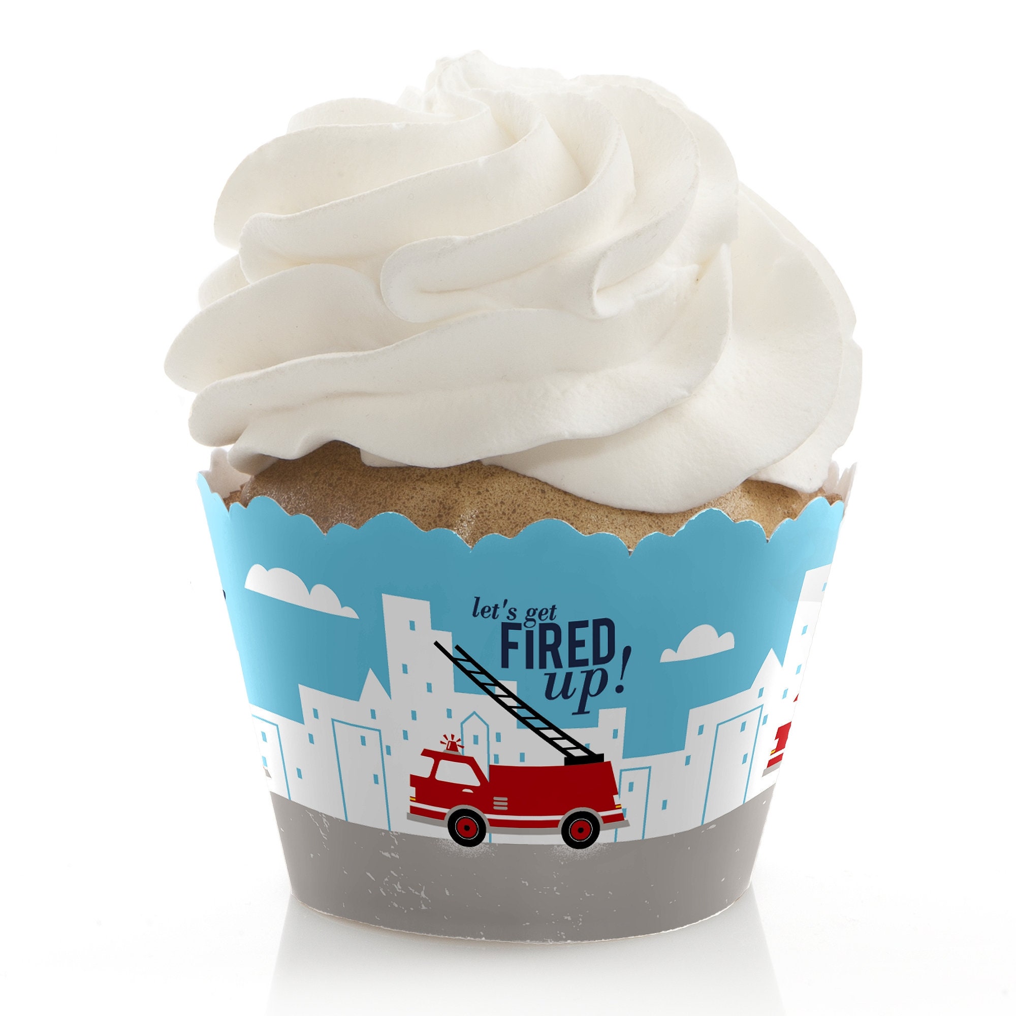 Fired Up Fire Truck Baby Shower Cupcake Decorations Birthday Cupcake Liners Firefighter Fireman Cupcake Wrappers Set of 12
