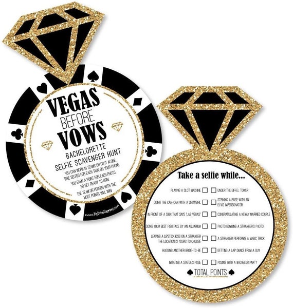 Vegas Before Vows - Selfie Scavenger Hunt - Las Vegas Bridal Shower or Bachelorette Party Game - Set of 12 Il_570xn
