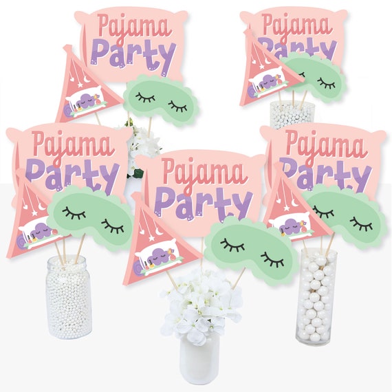 Pajama Slumber Party Girls Sleepover Birthday Party Centerpiece Sticks  Table Toppers Set of 15 