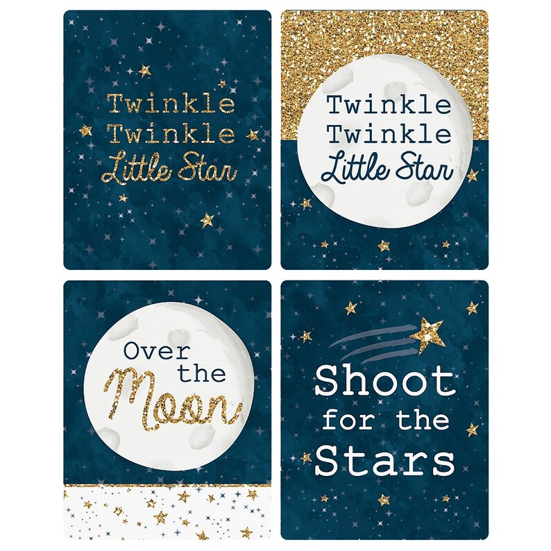 Twinkle Twinkle Little Star Wine Bottle Labels Baby Shower or Birthday Party Wine Gifts for Men and Women Set of 4 Sticker Labels image 2