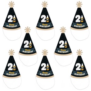 Cheers and Beers to 21 Years Cone Happy Birthday Party Hats for Adults Set of 8 Standard Size image 5