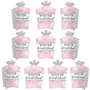 Pink Winter Wonderland - Table Decorations - Holiday Snowflake Birthday Party and Baby Shower Fold and Flare Centerpieces - 10 Count