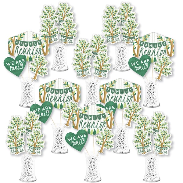 Family Tree Reunion - Family Gathering Party Centerpiece Sticks - Showstopper Table Toppers - 35 Pieces