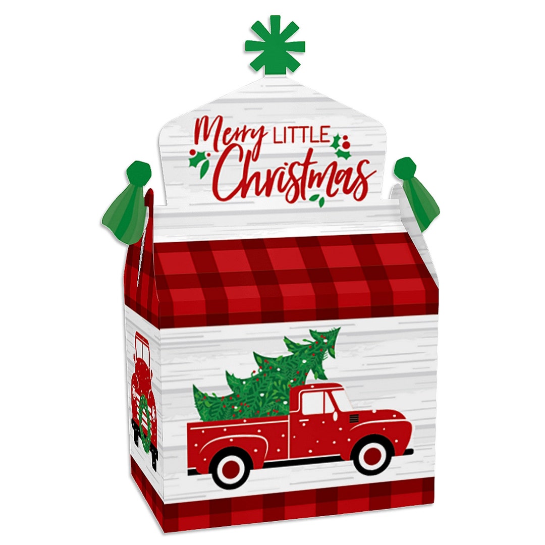 Merry Little Christmas Tree Treat Box Party Favors Red Truck Christmas