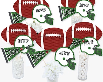 End Zone - Football - Centerpiece Sticks - Football Baby Shower Table Toppers - Football Birthday Party Supplies - Touch Down - Set of 15