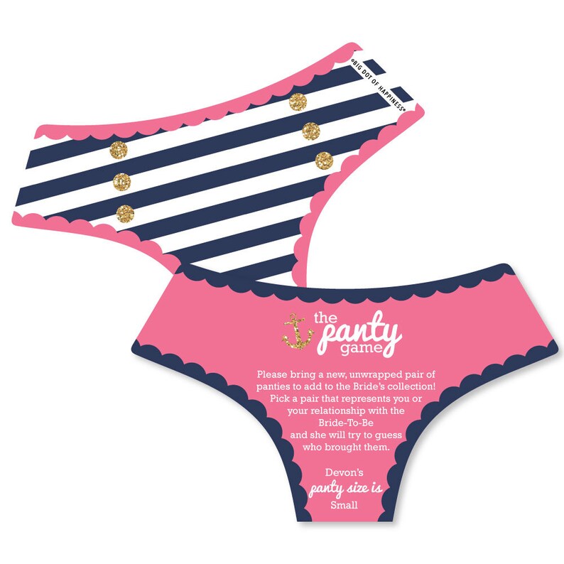 Lingerie Panty -24 Ct Nautical Bridal Shower Panty Game Bachelorette Party Panty Game Last Sail Before The Veil Hen Party Panty Game