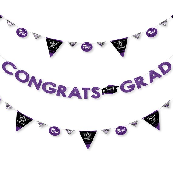 Purple Grad - Best is Yet to Come - 2021 Purple Graduation Party Letter Banner Decoration - 36 Banner Cutouts & Congrats Grad Banner Letters Il_570xn