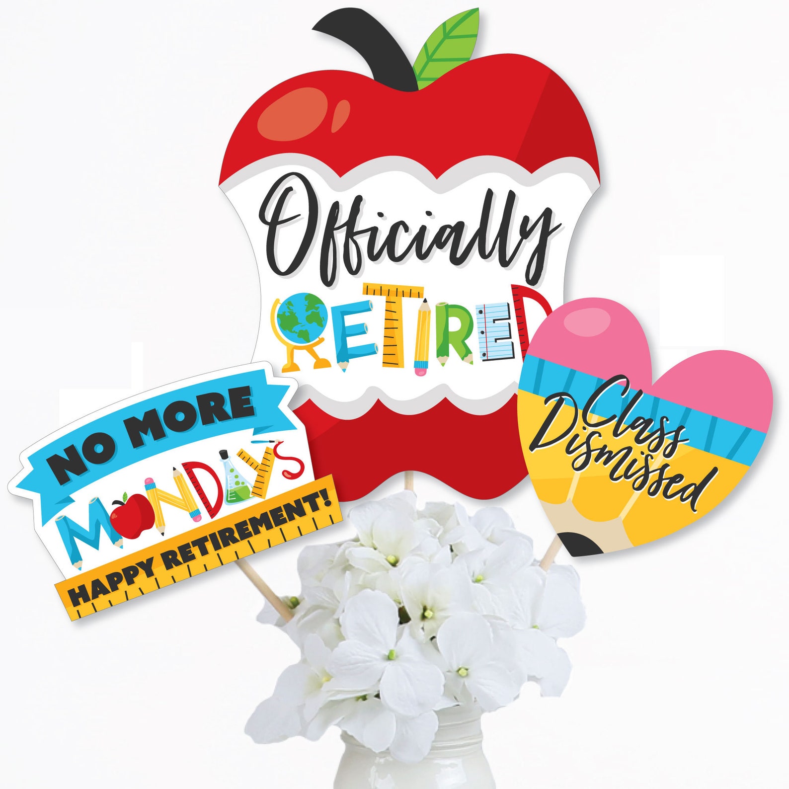 Teacher Retirement Happy Retirement Party Centerpiece Sticks Etsy