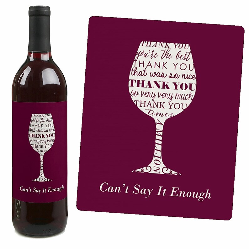 Girly Thank You Wine Bottle Labels for a Thank You Gift for Etsy